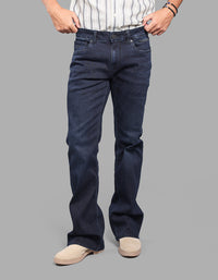 DK BLUE 5 Pocket Mid Rise Loose Boot Leg Stretch Jeans