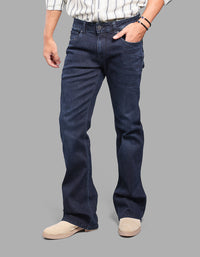 DK BLUE 5 Pocket Mid Rise Loose Boot Leg Stretch Jeans