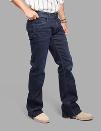 DK BLUE 5 Pocket Mid Rise Loose Boot Leg Stretch Jeans