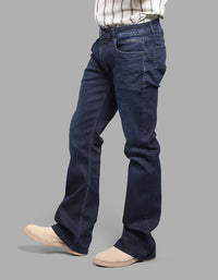 DK BLUE 5 Pocket Mid Rise Loose Boot Leg Stretch Jeans