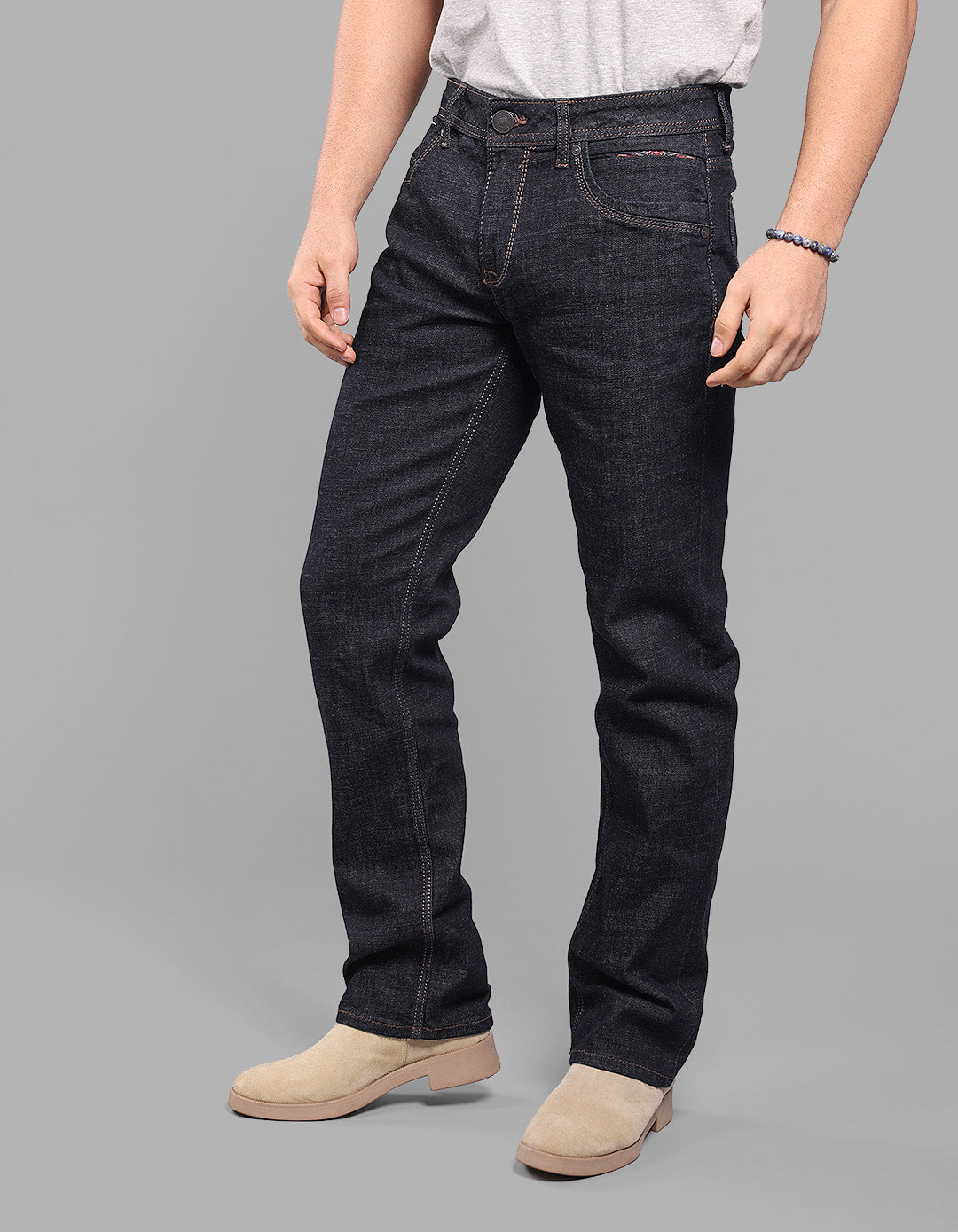 Dk Blue 5 Pocket Midrise, Comfort And Straight Fit Stretch Jeans