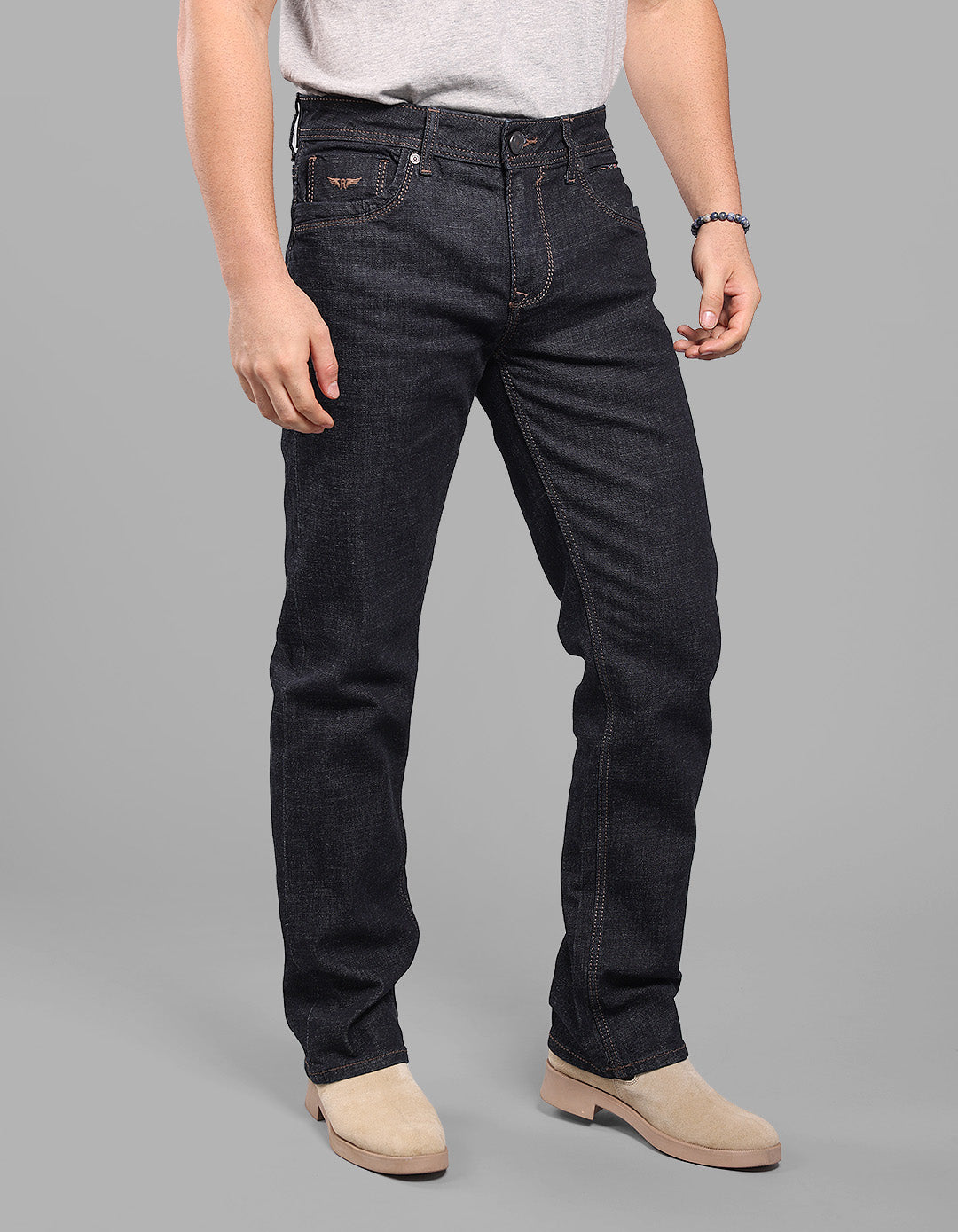 Dk Blue 5 Pocket Midrise, Comfort And Straight Fit Stretch Jeans
