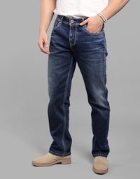 Med Blue 5 Pocket Midrise, Comfort And Straight Fit Stretch Jeans