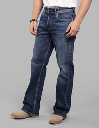 Dark Blue Midrise Loose Fit Stretch Jeans