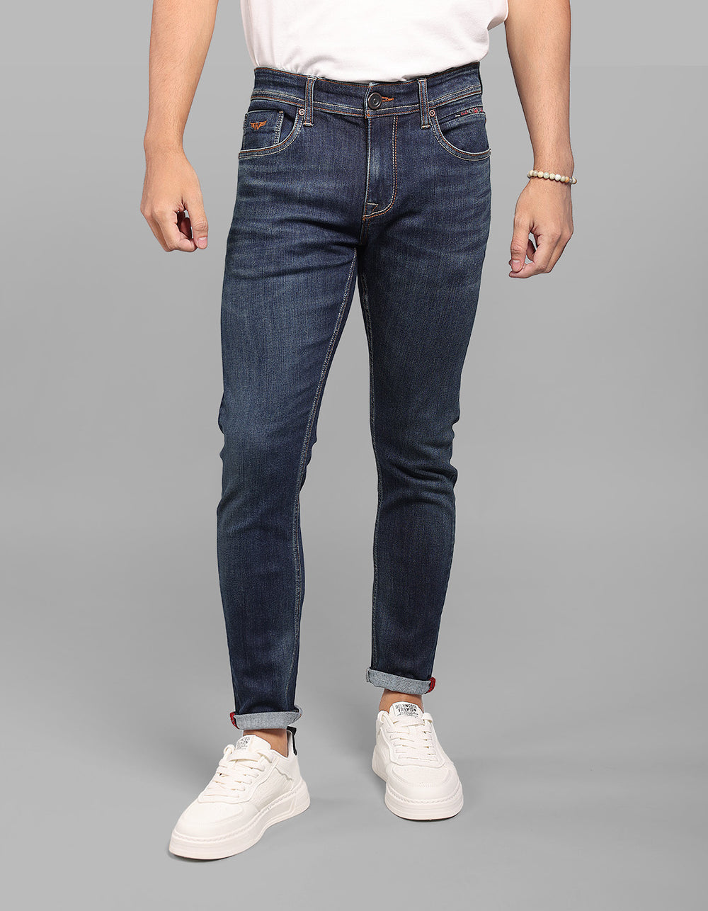 Dk Blue 5 Pocket Low-Rise Ankle Length Stretch Jeans
