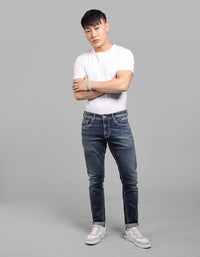 Med Blue 5 Pocket Low-Rise Ankle Length Stretch Jeans
