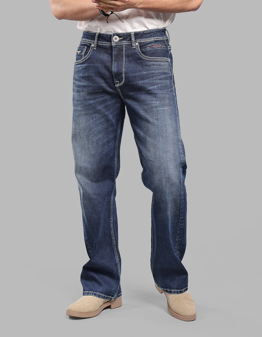DK BLUE 5 Pocket Midrise Loose Fit Stretch Jeans