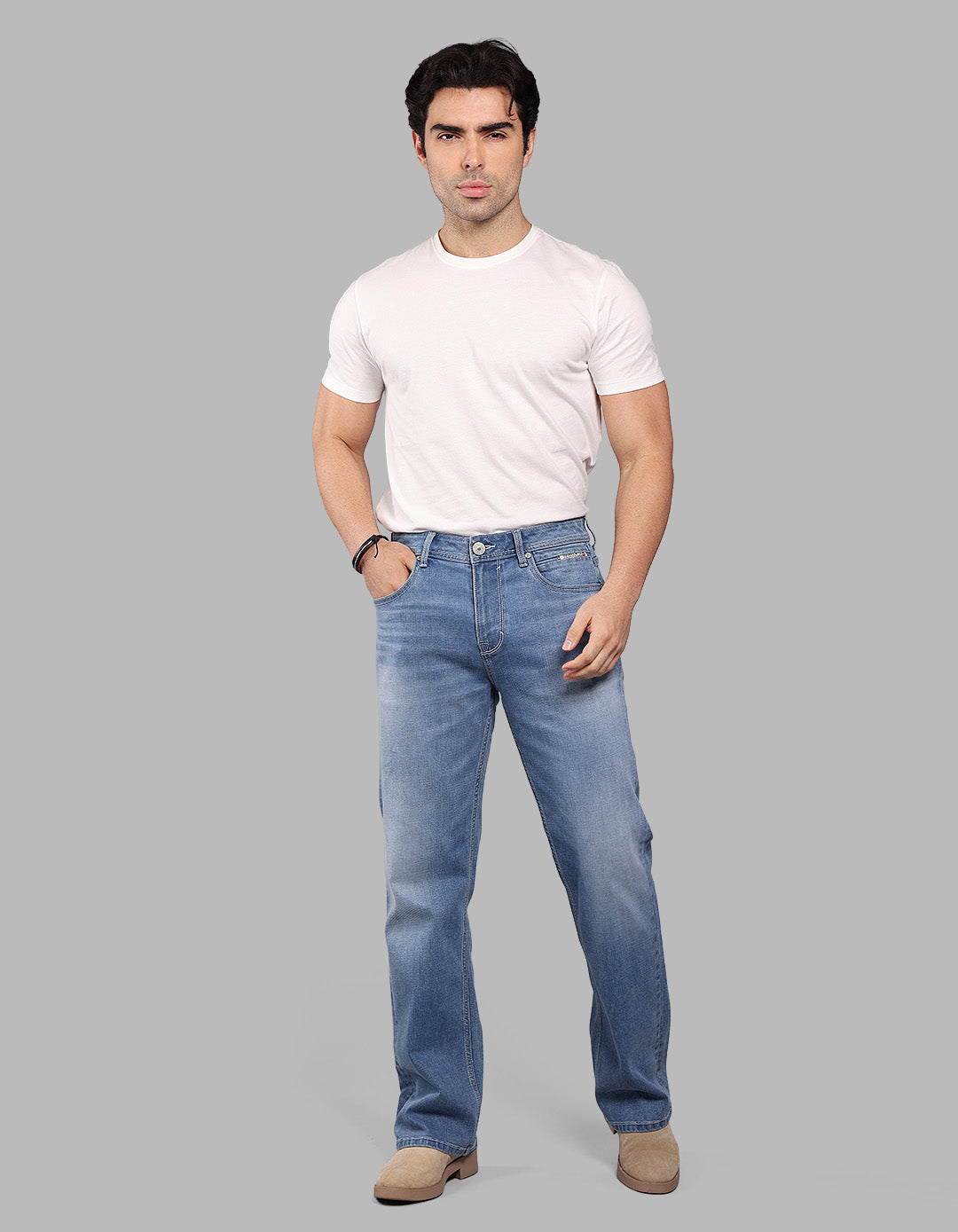 LT BLUE 5 Pocket Midrise Loose Fit Stretch Jeans