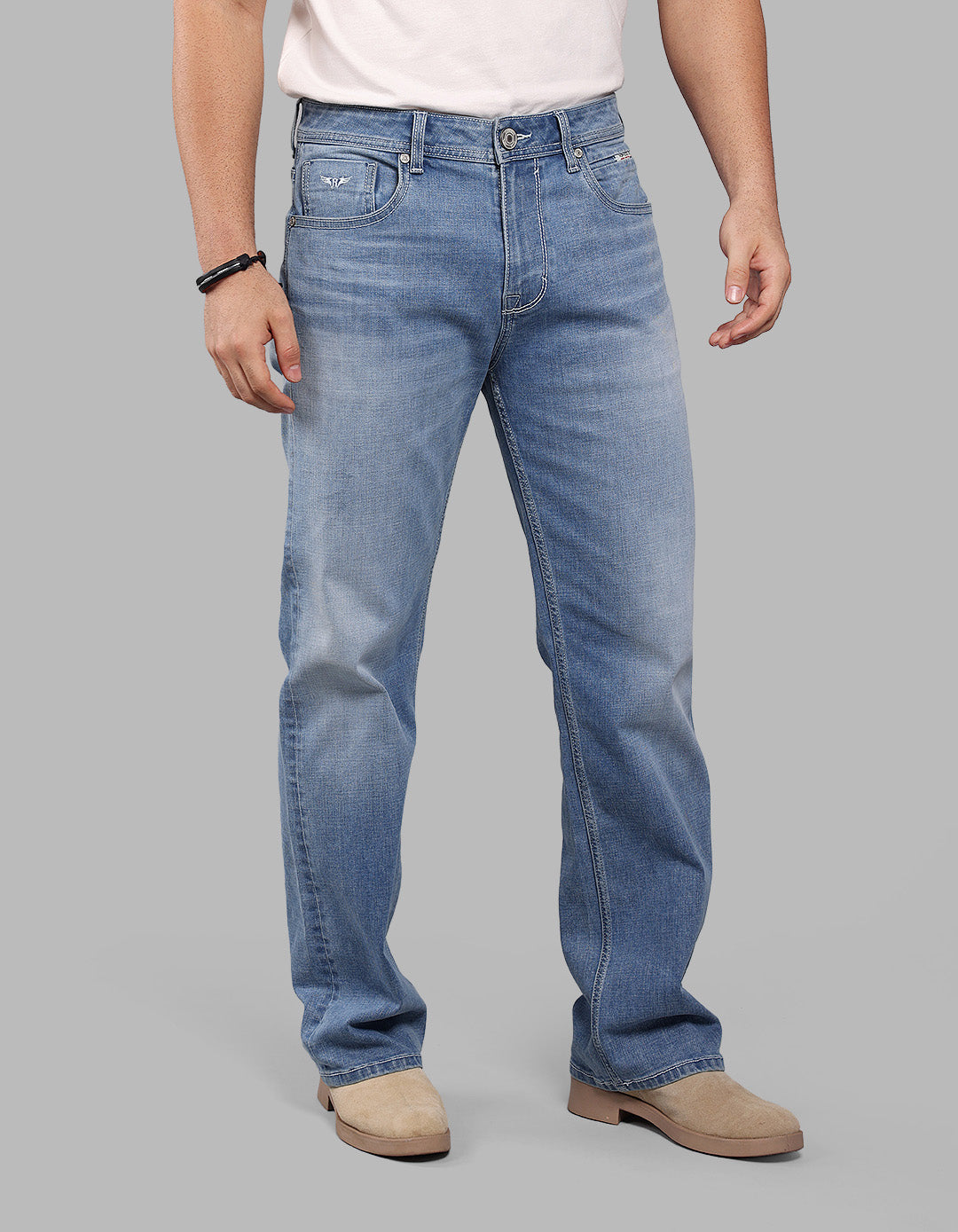 LT BLUE 5 Pocket Midrise Loose Fit Stretch Jeans