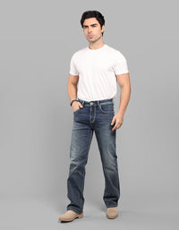 Med Blue 5 Pocket Midrise Loose Fit Stretch Jeans