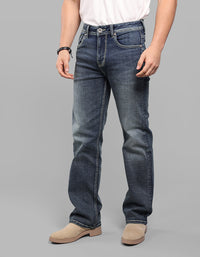 Med Blue 5 Pocket Midrise Loose Fit Stretch Jeans