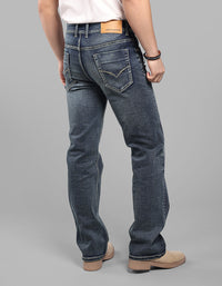 Med Blue 5 Pocket Midrise Loose Fit Stretch Jeans