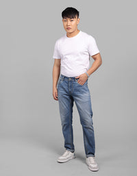 Med Blue 5 Pocket Low-Rise Ankle Length Stretch Jeans