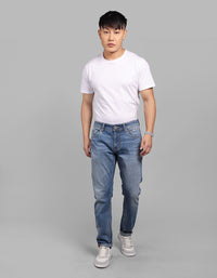 Med Blue 5 Pocket Low-Rise Ankle Length Stretch Jeans
