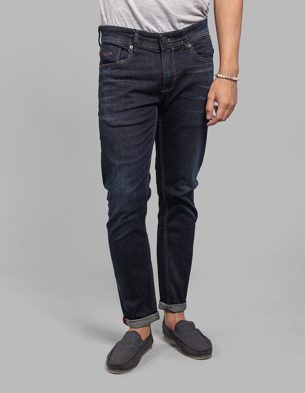Dk Blue 5 Pocket Low-Rise Ankle Length Stretch Jeans
