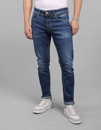 Med Blue 5 Pocket Low-Rise Ankle Length Stretch Jeans