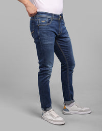 Med Blue 5 Pocket Low-Rise Ankle Length Stretch Jeans