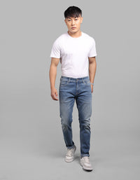 Med Blue 5 Pocket Low-Rise Ankle Length Stretch Jeans