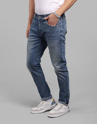 Med Blue 5 Pocket Low-Rise Ankle Length Stretch Jeans