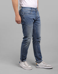 Med Blue 5 Pocket Low-Rise Ankle Length Stretch Jeans