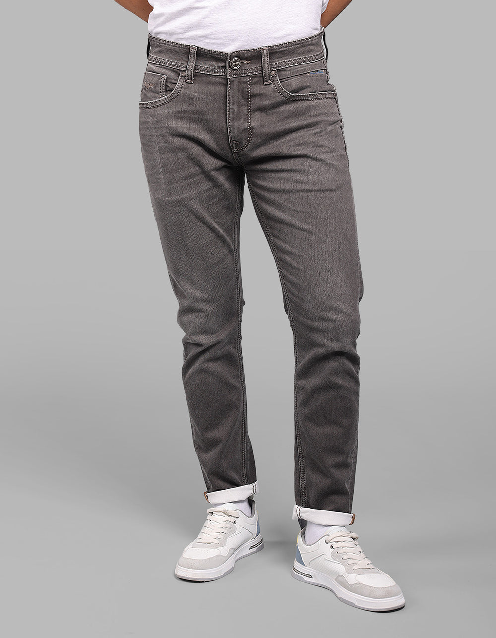 Med Brown Low-Rise Ankle Length Stretch Jeans