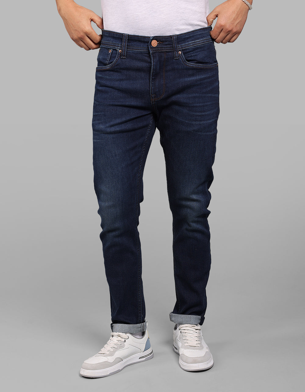 Dark Blue Low-Rise Ankle Length Stretch Jeans