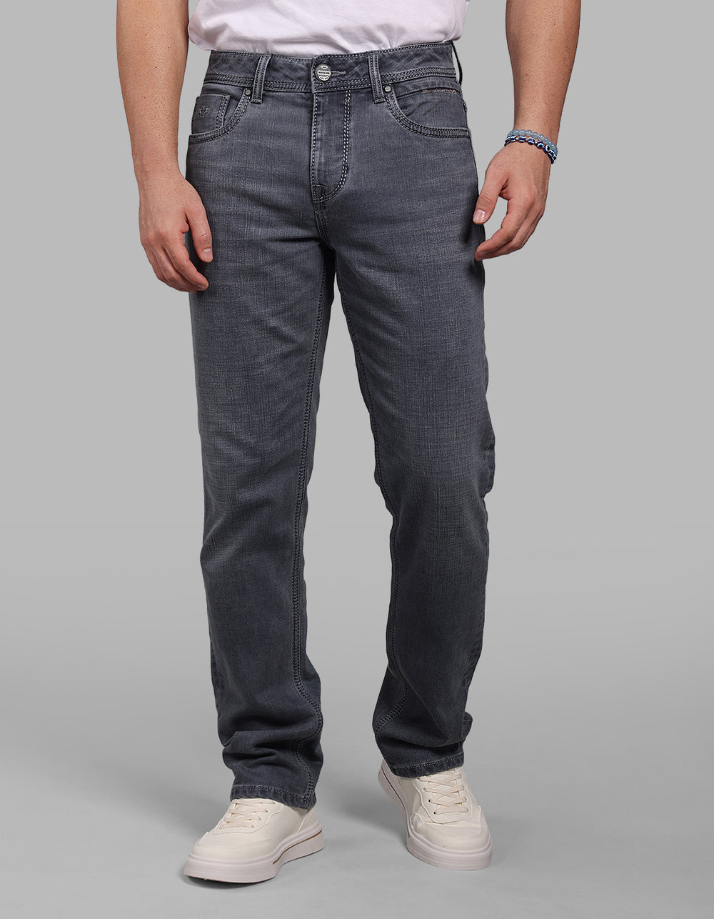 Petrol Midrise, Comfort And Straight Crop Length Stretch Jeans