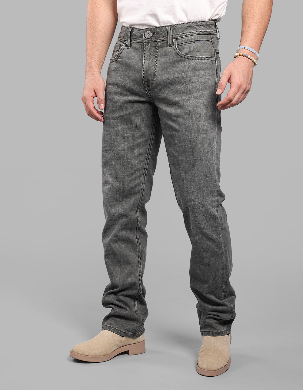 Olive Midrise, Comfort And Straight Crop Length Stretch Jeans