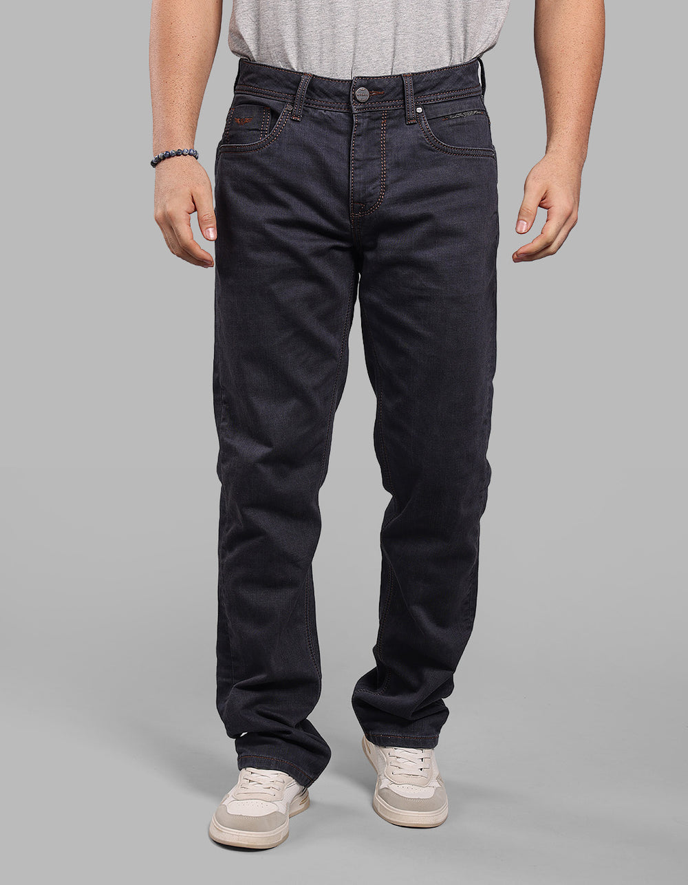 Med Blue Midrise, Comfort And Straight Fit Stretch Jeans