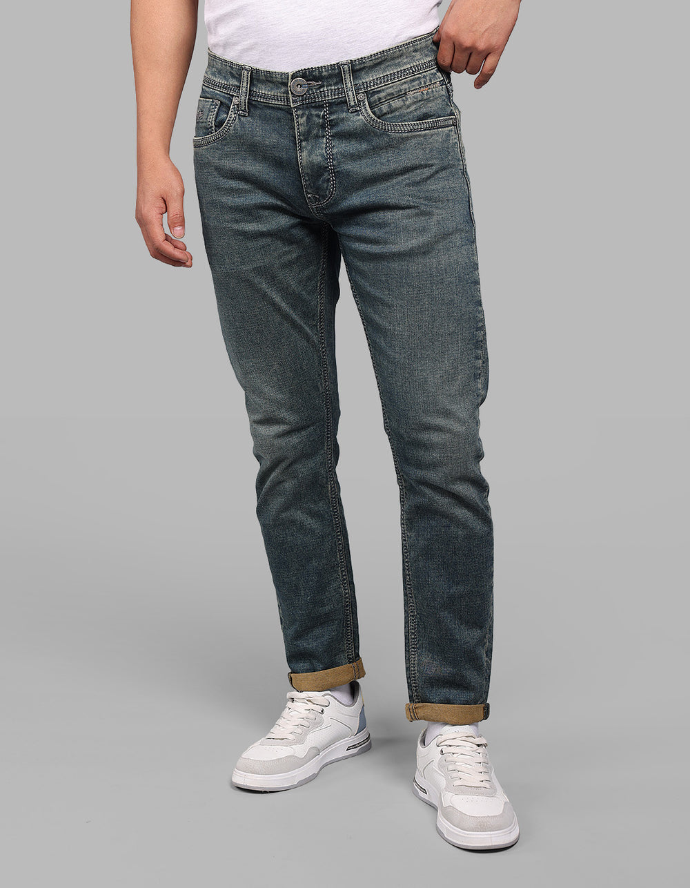 Dark Green Low-Rise Ankle Length Stretch Jeans