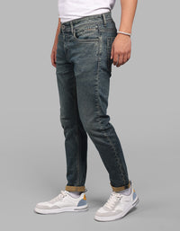 Dark Green Low-Rise Ankle Length Stretch Jeans