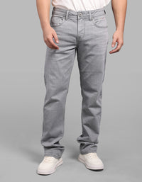 Light Grey Midrise, Comfort And Straight Fit Stretch Jeans