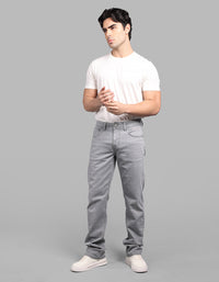Light Grey Midrise, Comfort And Straight Fit Stretch Jeans