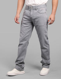 Light Grey Midrise, Comfort And Straight Fit Stretch Jeans