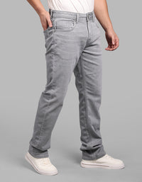 Light Grey Midrise, Comfort And Straight Fit Stretch Jeans