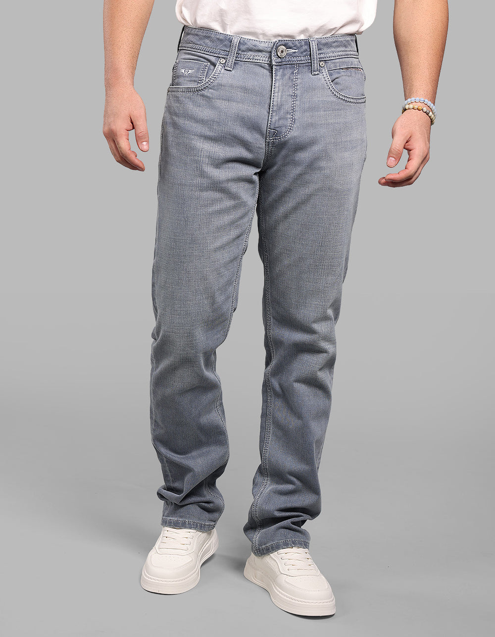 Petrol Midrise, Comfort And Straight Crop Length Stretch Jeans