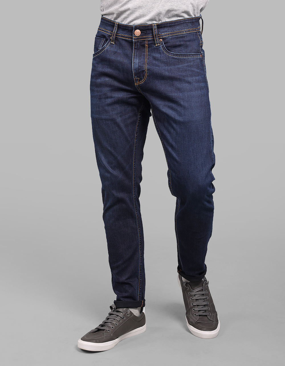 Dk Blue 5 Pocket Low-Rise Ankle Length Stretch Jeans