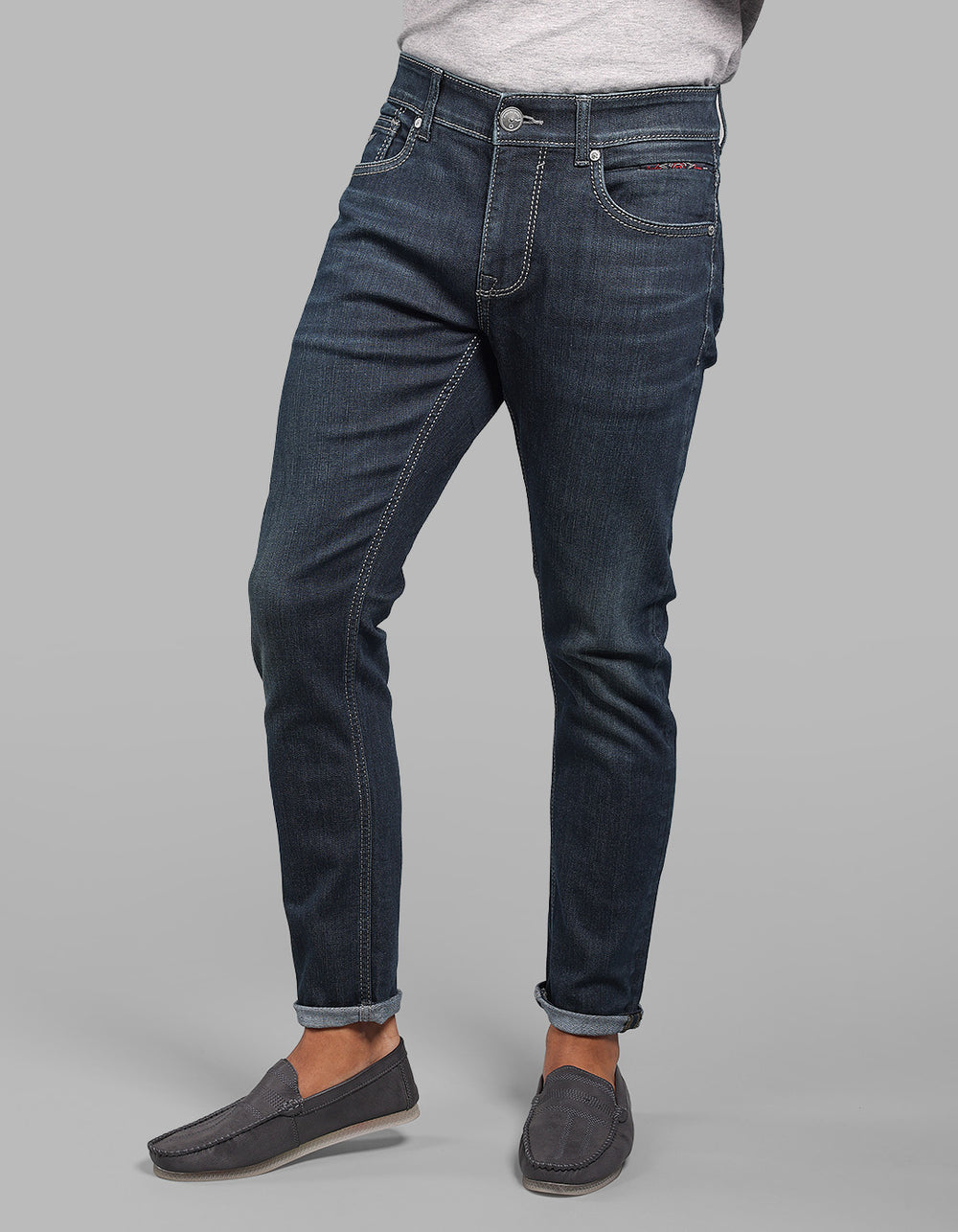 Dark Blue Low-Rise Ankle Length Stretch Jeans