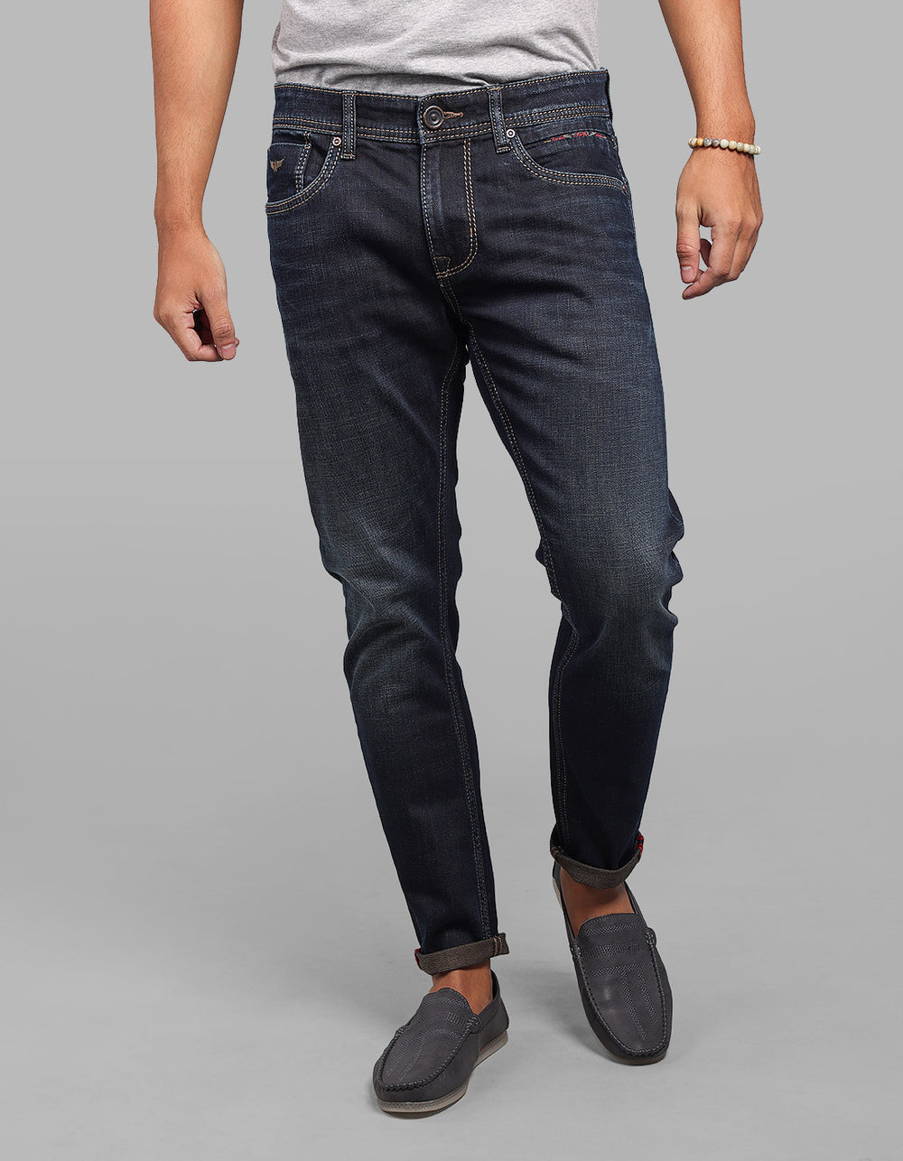 Dark Blue Low-Rise Ankle Length Stretch Jeans