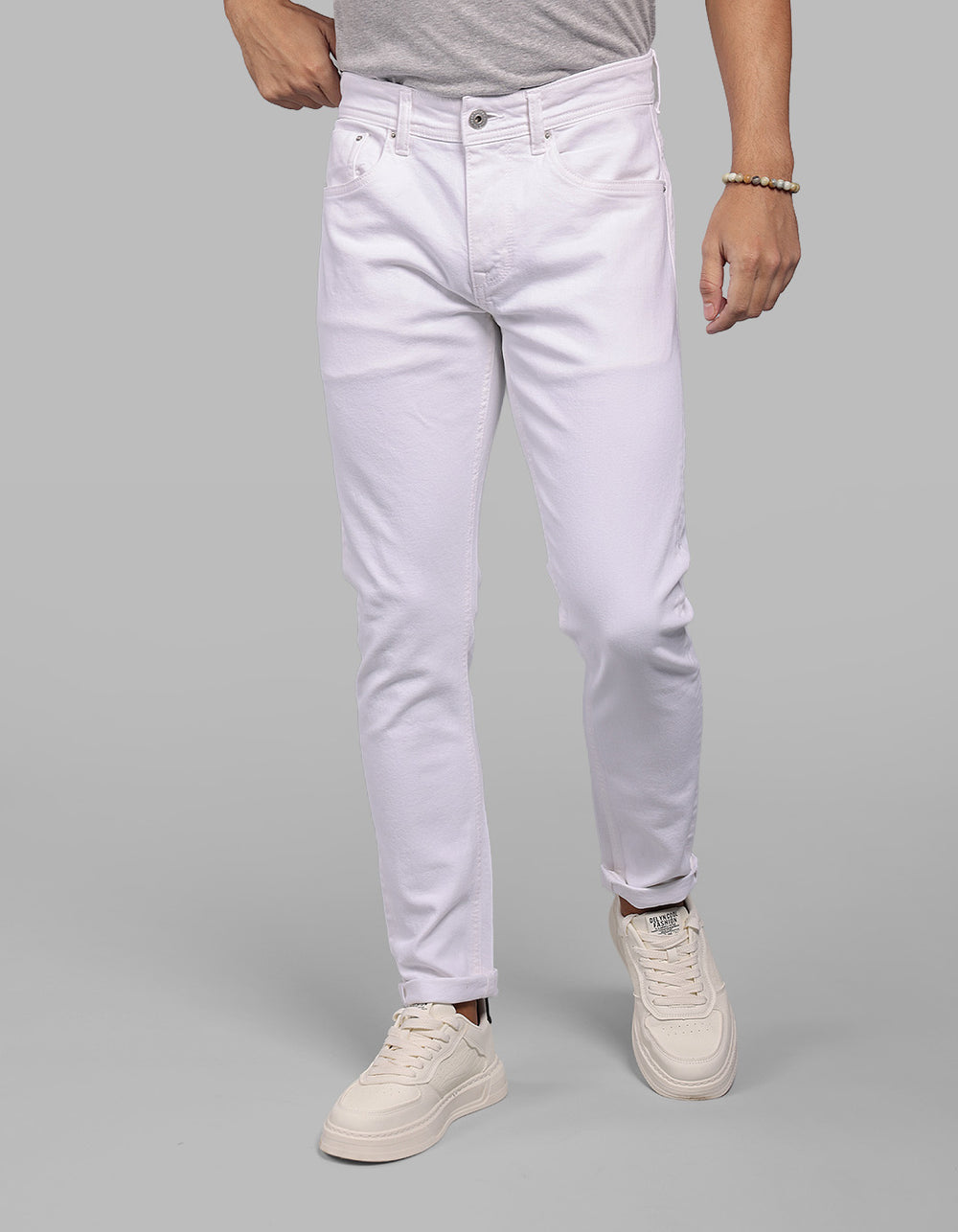 White 5 Pocket Low-Rise Ankle Length Stretch Jeans