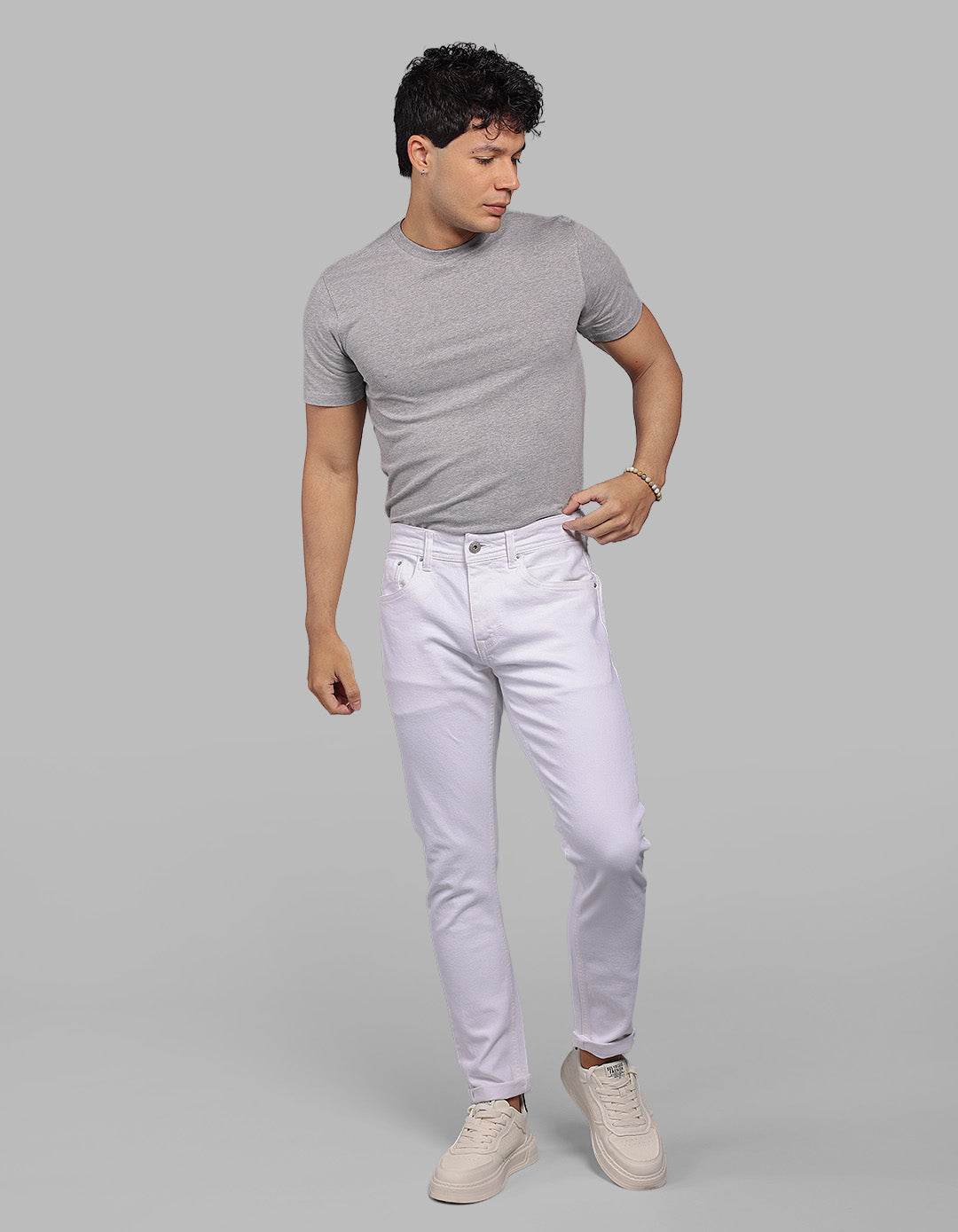 White 5 Pocket Low-Rise Ankle Length Stretch Jeans