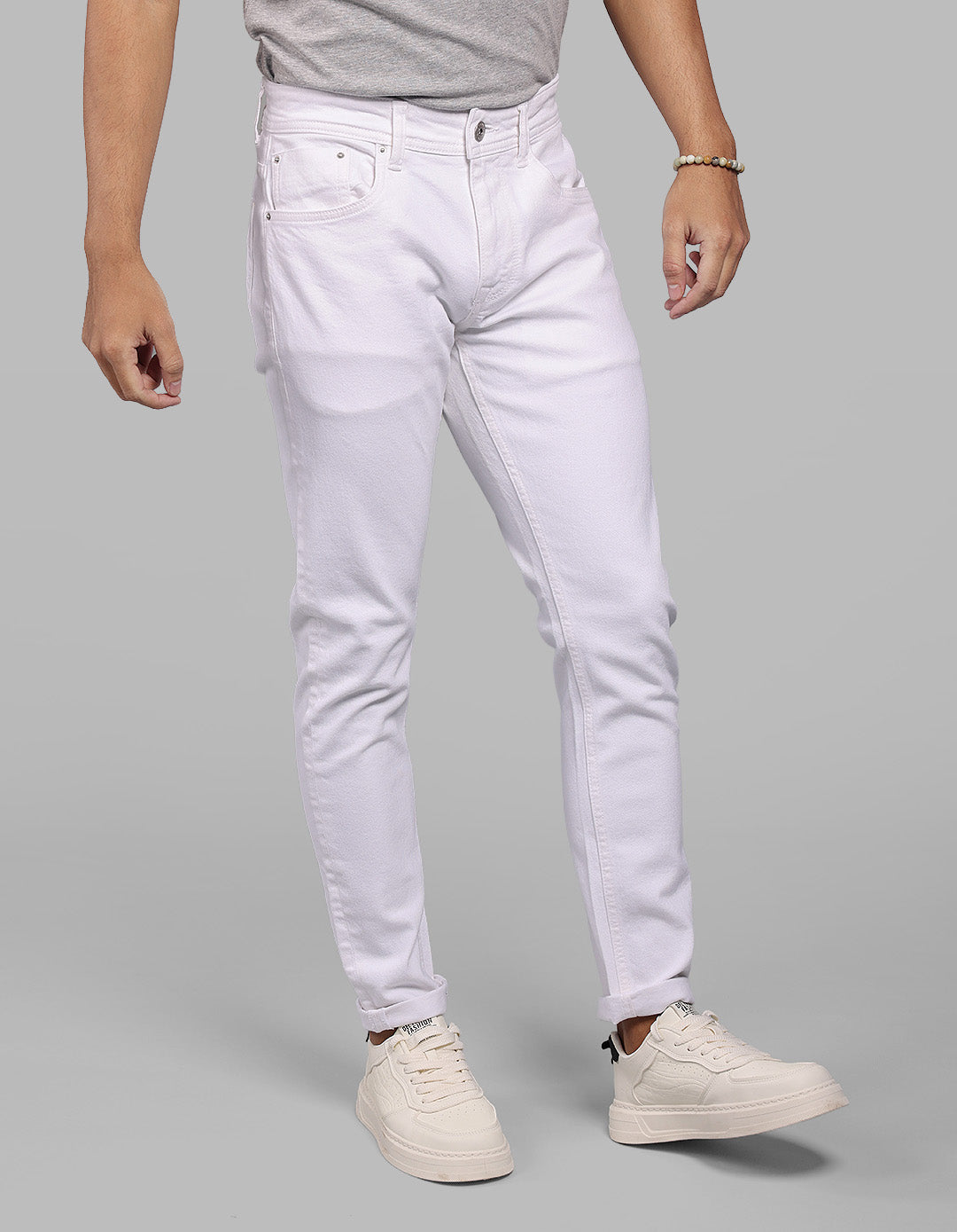 White 5 Pocket Low-Rise Ankle Length Stretch Jeans