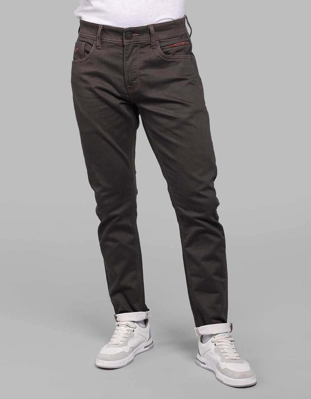 Brown 5 Pocket Low-Rise Ankle Length Stretch Jeans