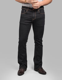 CHARCOAL 5 Pocket Mid Rise Cropped length Loose Boot Leg Stretch Jeans