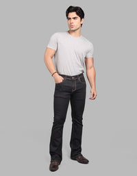CHARCOAL 5 Pocket Mid Rise Cropped length Loose Boot Leg Stretch Jeans