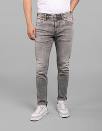 Grey 5 Pocket Low-Rise Ankle Length Stretch Jeans