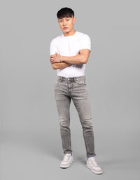 Grey 5 Pocket Low-Rise Ankle Length Stretch Jeans