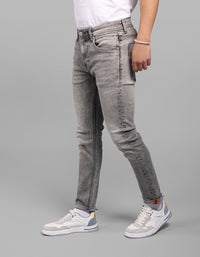 Grey 5 Pocket Low-Rise Ankle Length Stretch Jeans