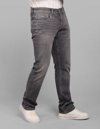 Med Grey 5 Pocket Mid-Rise Slim Straight Fit Stretch Jeans