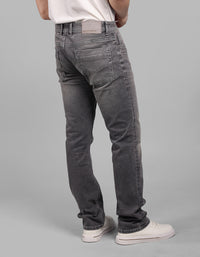 Med Grey 5 Pocket Mid-Rise Slim Straight Fit Stretch Jeans